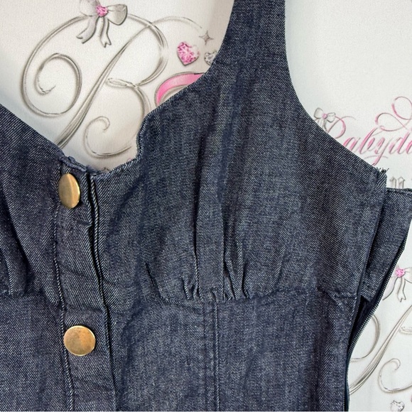 Zara dress Jean look gold buttons long style Stylish Black Button-Down Dress - Picture 7 of 15